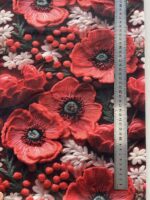 Jersio trikotažas su skaitmenine spauda Aguonos pievoje