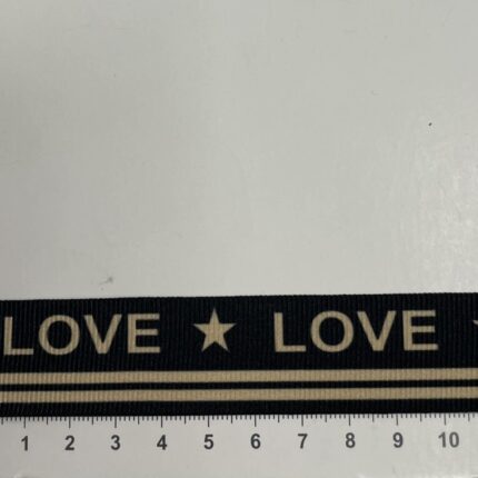 Dekoratyvinė juostelė, 25 mm LOVE (2 nuotr.) — siuvimo juostelė | Trys Pelėdos
