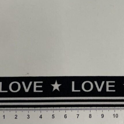 Dekoratyvinė juostelė, 25 mm LOVE (2 nuotr.) — siuvimo juostelė | Trys Pelėdos