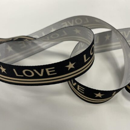 Dekoratyvinė juostelė, 25 mm LOVE — siuvimo juostelė | Trys Pelėdos