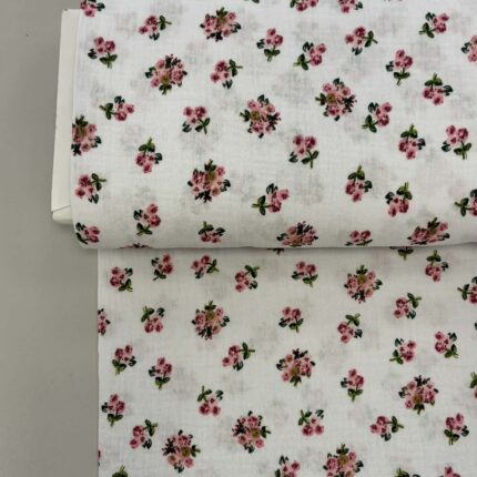 Medvilninis double gauze muslinas Baltos rožytės