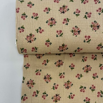 Medvilninis double gauze muslinas Smėlinės rožytės