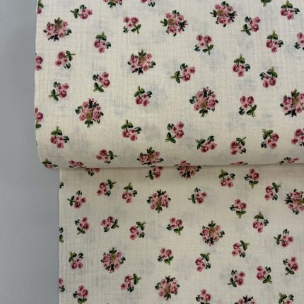 Medvilninis double gauze muslinas Gelsvos rožytės
