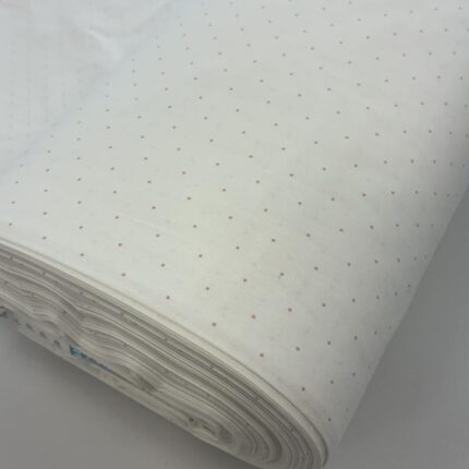 Medvilninis poplinas Pieno baltumo ir rožiniai taškiukai