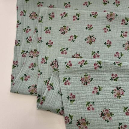 Medvilninis double gauze muslinas Mineral rožytės
