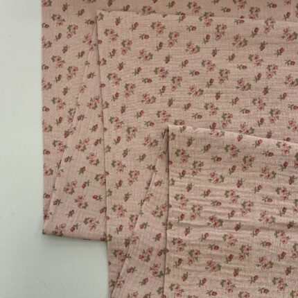 Medvilninis double gauze muslinas Pelenų rožė smulkios gėlytės