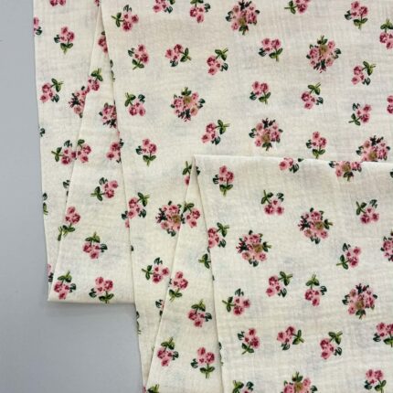 Medvilninis double gauze muslinas Gelsvos rožytės