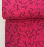 Medvilninis double gauze muslinas Rožiniai vienaragiai