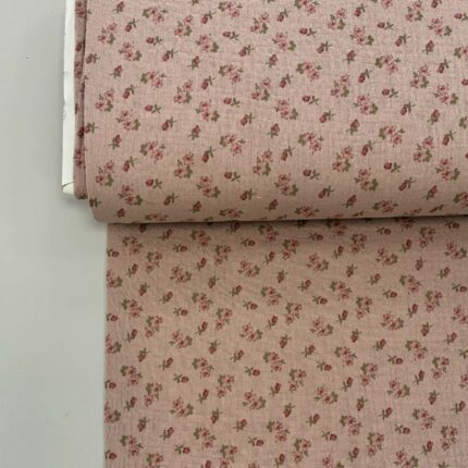 Medvilninis double gauze muslinas Pelenų rožė smulkios gėlytės