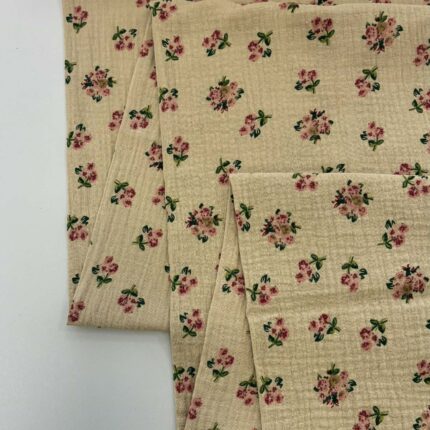 Medvilninis double gauze muslinas Smėlinės rožytės